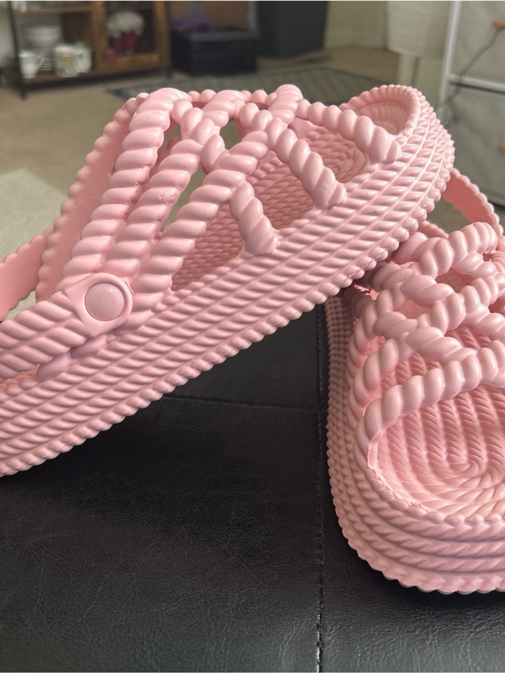 Women’s Pink Braided Slip-On Sandals